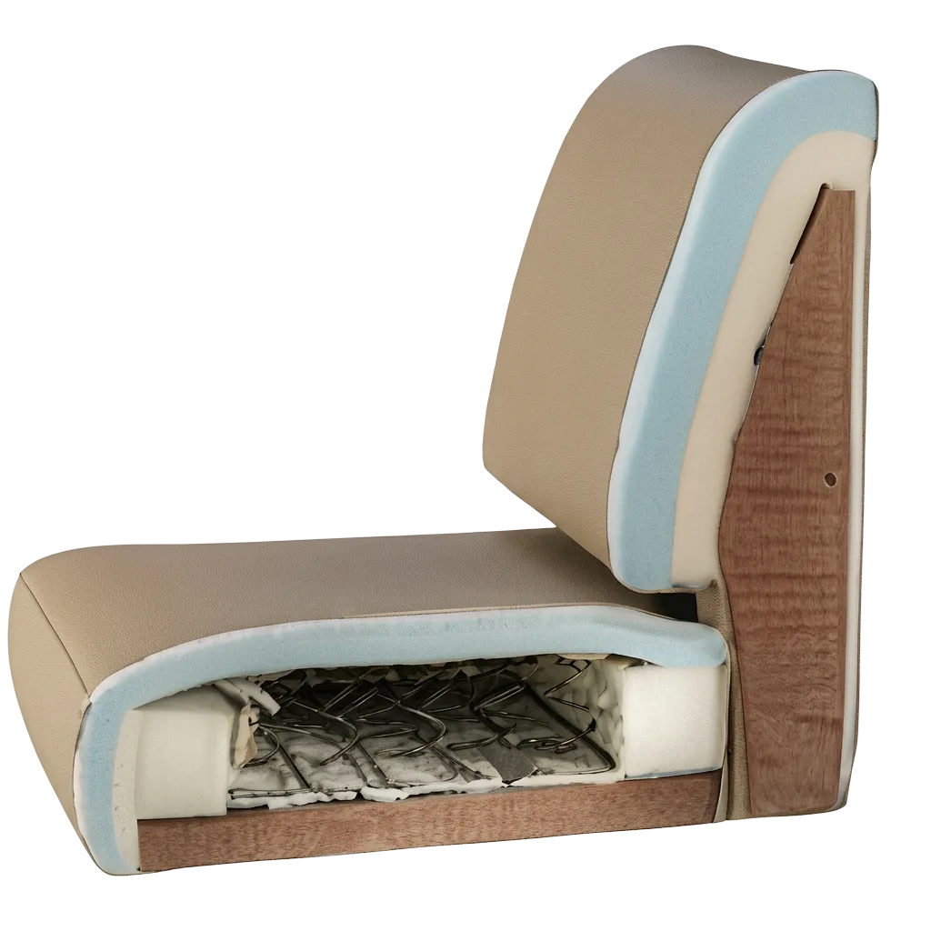 Fixed cushion cutaway showing cover, filling, foam and springs
