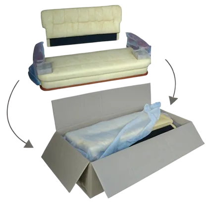 Wooden Sofa Semi knock-down packing illustration